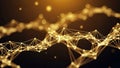 Abstract golden plexus network with glowing dots and lines on a dark background, representing technology and connection Royalty Free Stock Photo