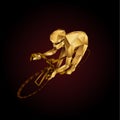 Abstract golden Polygonal cyclist. Royalty Free Stock Photo