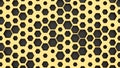 Abstract golden random hexagon pattern on black background. 3D rendered image.