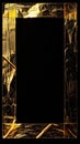 Abstract Golden Rectangle Frame Overlay on Black Background with Speckled Light Effect Royalty Free Stock Photo