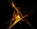 Abstract golden red hot sparkling bunch of lines in expressive composition over black background. Royalty Free Stock Photo