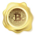 Abstract golden seal wax Bitcoin.