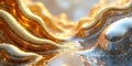 Abstract golden and silver liquid texture with sparkling glitter and wave-like patterns. Generative AI Royalty Free Stock Photo