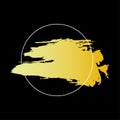 Abstract golden splash. Grunge paint texture. Circular framed Vector element. Artistic brush stroke. Royalty Free Stock Photo