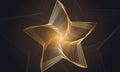Abstract luxury golden star shape from lines on black background. Royalty Free Stock Photo