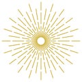 Abstract golden sunburst on white background. Vintage sun burst design element. Geometric shape, light ray. Vector