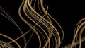 Abstract golden threads flowing and intertwining on black Royalty Free Stock Photo