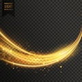 abstract golden transparent light wavy streak with sparkle Royalty Free Stock Photo