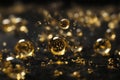 Abstract golden water drops in dark background Royalty Free Stock Photo