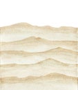 Abstract golden watercolor waves mountains on textured paper with white background Royalty Free Stock Photo