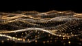 Abstract Golden Wave Background: Digital Network, Data Flow, And Connection Concepts Royalty Free Stock Photo
