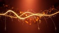 Abstract golden wave of light trails intertwined with fiery sparkles and bokeh effects Royalty Free Stock Photo
