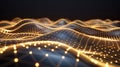 Abstract Golden Wave Pattern Background, Technology Network, Digital Data Visualization, Data Stream Royalty Free Stock Photo