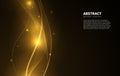 Abstract golden waves on a dark background with bright golden glow and sparks. Luxury template with sparkling vertical Royalty Free Stock Photo