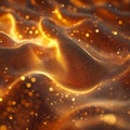 Abstract golden waves with glowing particles and intricate patterns creating a mesmerizing visual effect, perfect for backgrounds Royalty Free Stock Photo