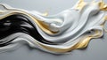 Abstract golden and white sculptural shape inspiration of 3d graphic.