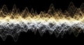 Abstract golden and white sound wave pattern on black background for visualization Royalty Free Stock Photo