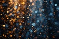 Abstract golden yellow and blue glitter lights background. Circle blurred bokeh Royalty Free Stock Photo