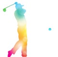 Abstract Golf Player Driving in Beautiful Summer Haze.