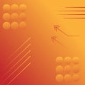 Abstract gradient background with circles, lines and arrows. Square orange wallpaper Royalty Free Stock Photo