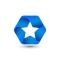 Abstract Gradient Blue Star Hexagonal Logo Design Template Premium Vector