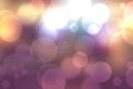 Abstract gradient dark purple pink yellow white background texture with blurred bokeh circles and lights. Space for design. Royalty Free Stock Photo