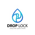 Abstract Gradient Drop Water Lock Logo Design Template Vector Royalty Free Stock Photo