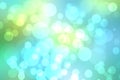 Abstract gradient green light turquoise blue shiny blurred background texture with circular bokeh lights in soft color style. Royalty Free Stock Photo