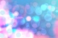 Abstract gradient of light blue turquoise pastel pink background texture with glowing circular bokeh lights. Beautiful colorful Royalty Free Stock Photo