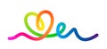 Abstract Gradient Line in the Shape of a Heart. Vector Loop Ribbon. A Colorful Symbol of Love. Design Element for