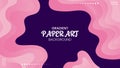 Abstract Gradient Pink Waves Shapes Paper Art Dark Blue Background.Vector Illustration Royalty Free Stock Photo