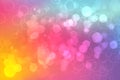 Abstract gradient purple pink yellow blue background texture with blurred bokeh circles and lights.  Beautiful colorful backdrop Royalty Free Stock Photo