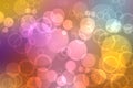 Abstract gradient purple pink yellow blue background texture with blurred bokeh circles and lights. Space for design. Beautiful Royalty Free Stock Photo