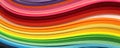 Abstract gradient rainbow color wave curl strip paper horizontal long background