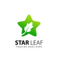 Abstract Gradient Star Leaf Green Logo Design Vector Illustration stock