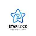 Abstract Gradient Star Lock Logo Design Template Premium Vector Icon Royalty Free Stock Photo