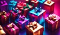 Abstract gradient trendy background with Christmas gifts concept