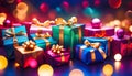 Abstract gradient trendy background with Christmas gifts concept
