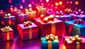 Abstract gradient trendy background with Christmas gifts concept