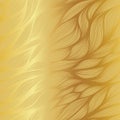 Abstract gradient vector leaf doodle pattern on metallic gold background. Royalty Free Stock Photo