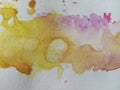 Abstract gradient vivid watercolor hand drawn splash painting on paper. Background frame for copy space to text - illustration