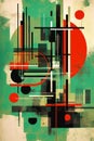 Abstract Graffiti: A Swirling Symphony of Green, Red, and Grey