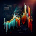 Abstract graph visualization of the financial data and markets concept made with generative AI Royalty Free Stock Photo