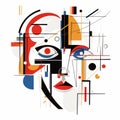 Abstract Geometric Illustration Of A Woman\'s Face In Bauhaus Style