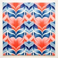 Abstract Graphic Design: Repetition Of Form With Red, Blue, And White Flowers