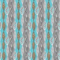 Abstract graphic leaves seamless pattern, boho style