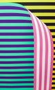 Abstract graphic painting with colorful green and pink stripes