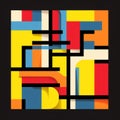 Abstract Graphic Pattern With De Stijl Influence And Bold Typography