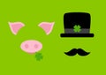 Abstract Graphic Pig And Chimney Sweeper Green
