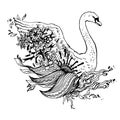 Abstract graphic swan, print. Royalty Free Stock Photo